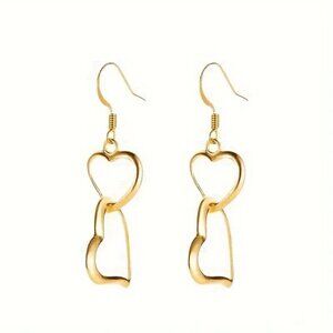 Elegant Heart-shaped Earrings (Color: Golden)